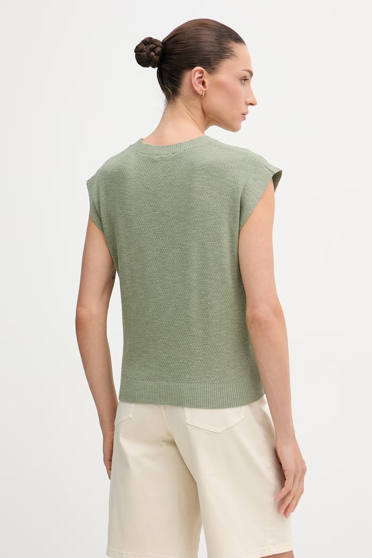 Ρούχα United Colors of Benetton τοπ γυναικείο με λινό 1DC3D10GT πράσινο