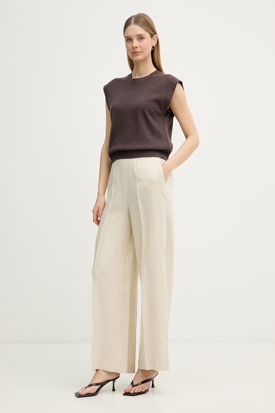 United Colors of Benetton top damski lniany 1DC3D10GT brązowy SS26