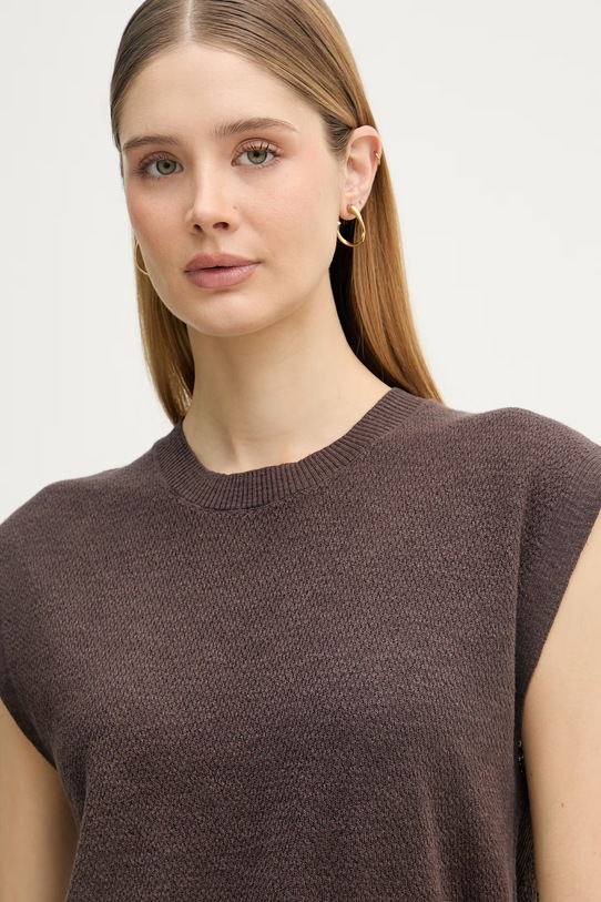 United Colors of Benetton top damski lniany brązowy 1DC3D10GT
