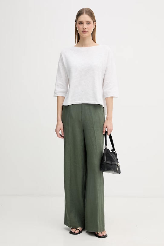 United Colors of Benetton sweter z krótkim rękawem damski z lnem 1DC3D10GU biały SS26