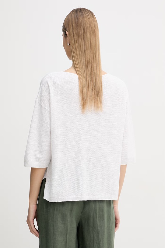 Odzież United Colors of Benetton sweter z krótkim rękawem damski z lnem 1DC3D10GU biały