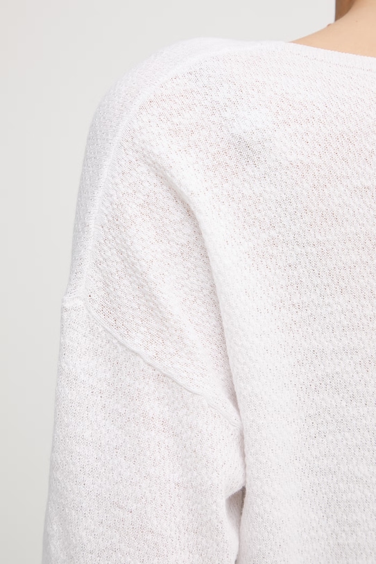 United Colors of Benetton sweter z krótkim rękawem damski z lnem 1DC3D10GU biały