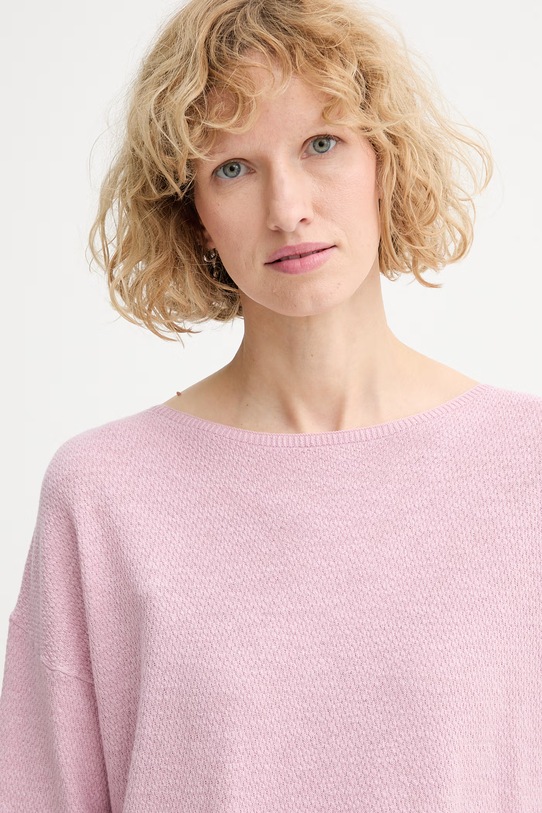 United Colors of Benetton Πουλόβερ με κοντό μανίκι γυναικείο με λινό ροζ 1DC3D10GU