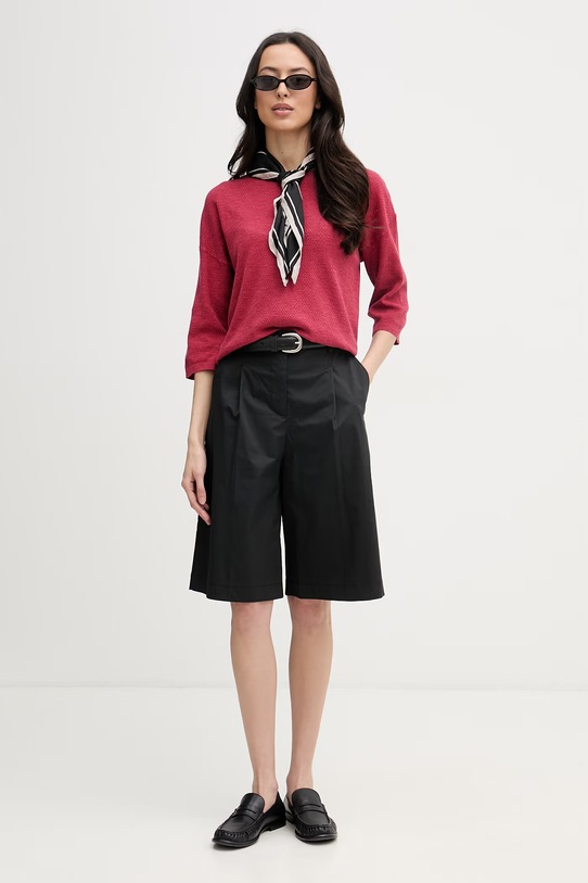 United Colors of Benetton γυναικείο πουλόβερ με κοντό μανίκι από λινό 1DC3D10GU κόκκινο SS26