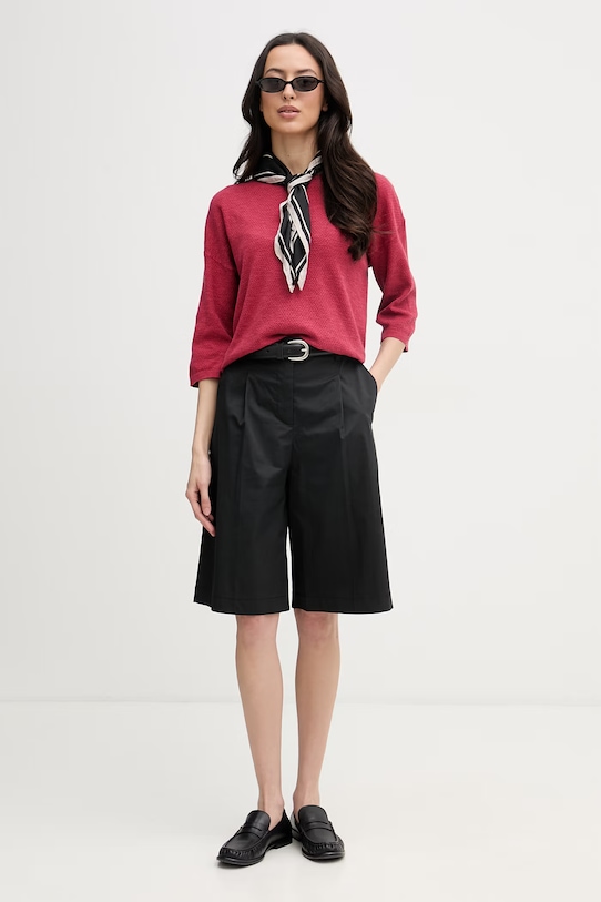 United Colors of Benetton γυναικείο πουλόβερ με κοντό μανίκι από λινό 1DC3D10GU κόκκινο SS26