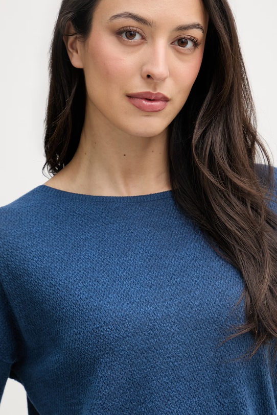 United Colors of Benetton sveter s krátkym rukávom dámsky s ľanom tmavomodrá 1DC3D10GU