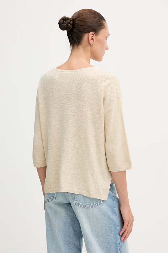 Odzież United Colors of Benetton sweter z krótkim rękawem damski z lnem 1DC3D10GU beżowy