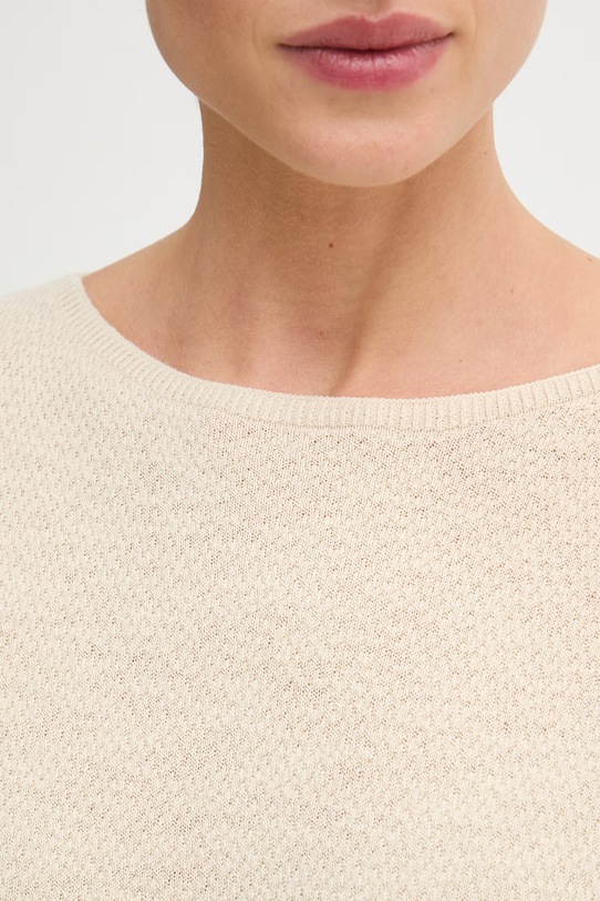 United Colors of Benetton sweter z krótkim rękawem damski z lnem 1DC3D10GU beżowy