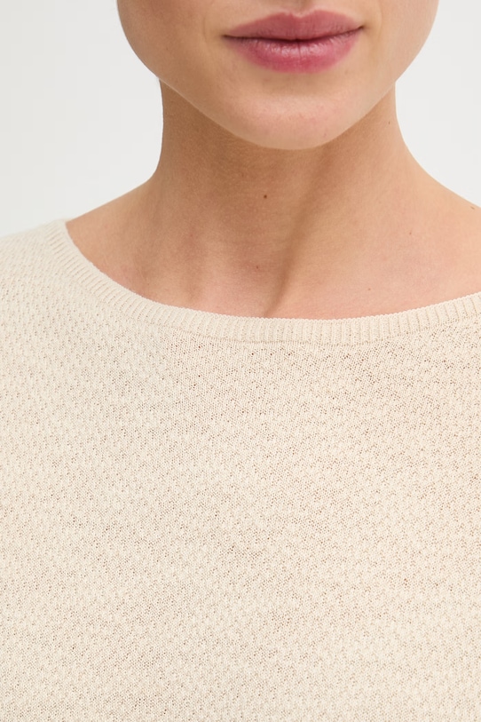 United Colors of Benetton sweter z krótkim rękawem damski z lnem 1DC3D10GU beżowy