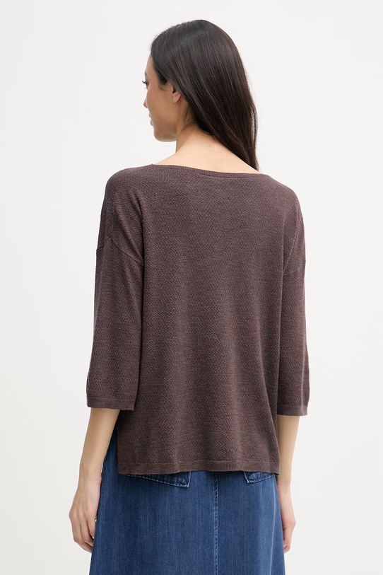 Oblečenie United Colors of Benetton sveter s krátkym rukávom dámsky s ľanom 1DC3D10GU hnedá