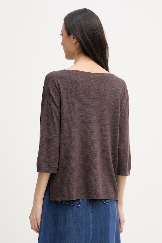 Oblečenie United Colors of Benetton sveter s krátkym rukávom dámsky s ľanom 1DC3D10GU hnedá