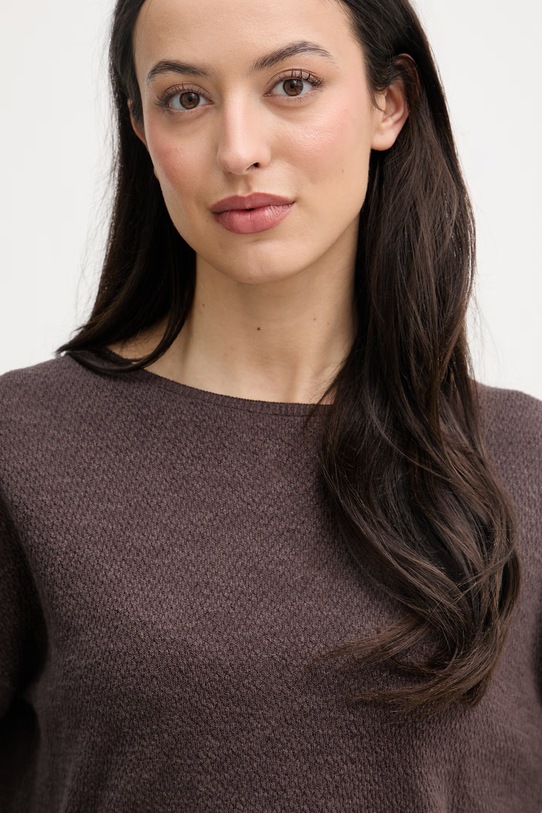 United Colors of Benetton sveter s krátkym rukávom dámsky s ľanom hnedá 1DC3D10GU