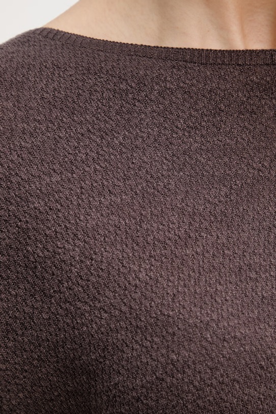 United Colors of Benetton sveter s krátkym rukávom dámsky s ľanom 1DC3D10GU hnedá