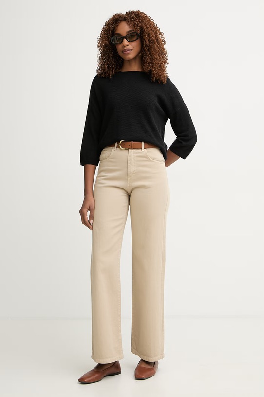 United Colors of Benetton sweter z krótkim rękawem damski z lnu 1DC3D10GU czarny SS26