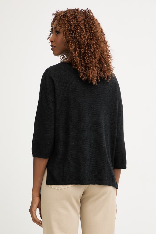 Odzież United Colors of Benetton sweter z krótkim rękawem damski z lnu 1DC3D10GU czarny
