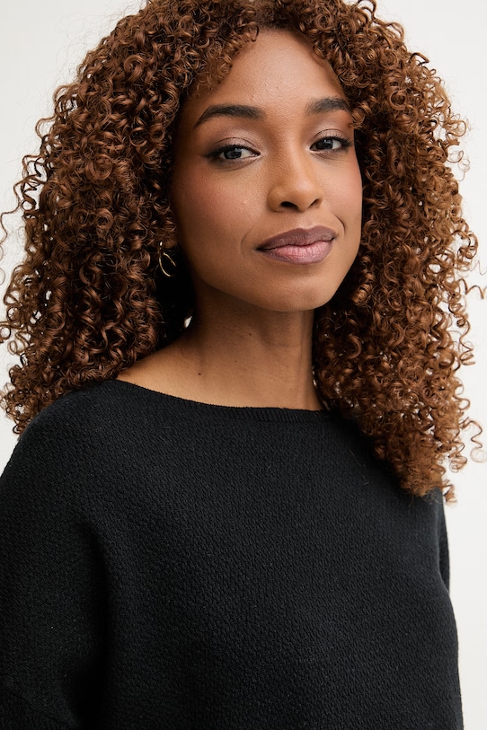 United Colors of Benetton sweter z krótkim rękawem damski z lnu czarny 1DC3D10GU