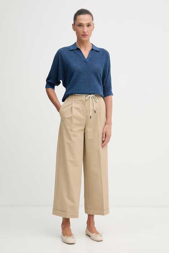 United Colors of Benetton polo damskie z lnem 1DC3D301N granatowy SS26