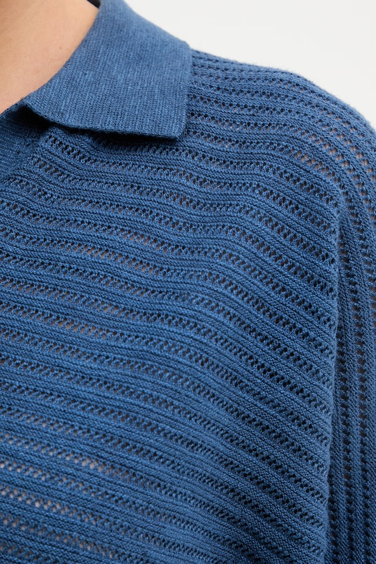 United Colors of Benetton polo damskie z lnem 1DC3D301N granatowy