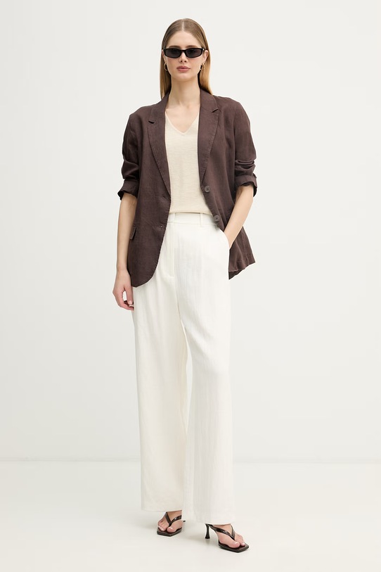 United Colors of Benetton T-shirt damski z lnem 1DC3D403T beżowy SS26