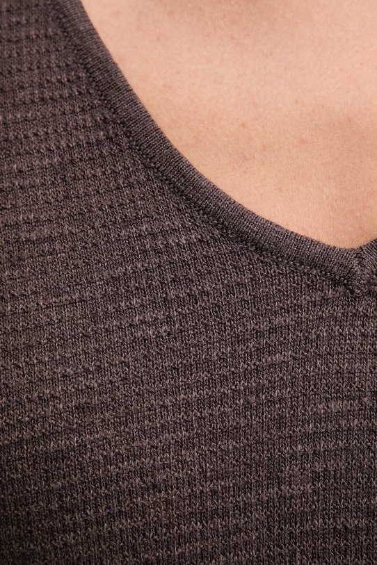 United Colors of Benetton T-shirt damski z lnem 1DC3D403T brązowy