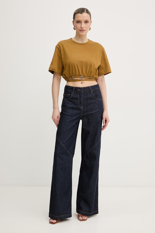 Pinko t-shirt damski bawełniany 106907.A3AR zielony SS26