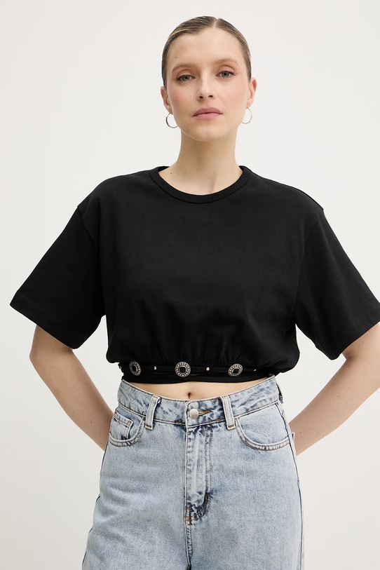 Pinko t-shirt damski bawełniany czarny 106907.A3AR