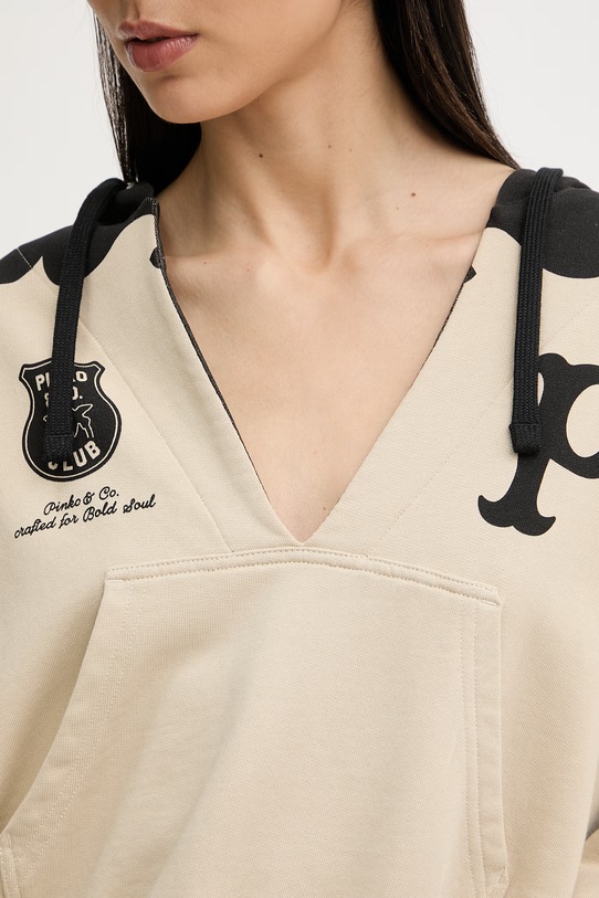 Pinko Μπλούζα με κουκούλα γυναικεία βαμβακερή 106899.A3BW μπεζ