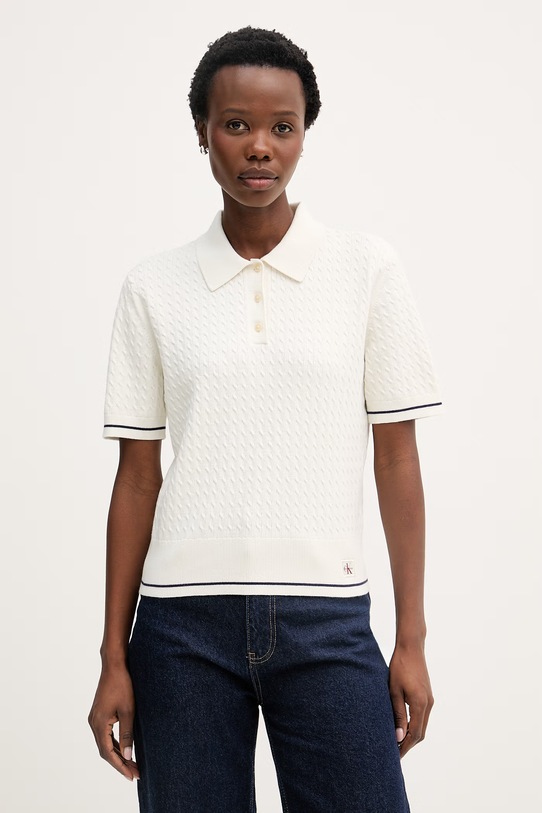 Calvin Klein Jeans úpletové polo tričko dámske béžová LV047F320G
