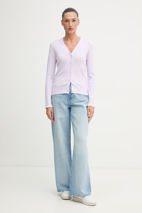 Calvin Klein Jeans kardigan damski z bawełną LV047F322G fioletowy SS26