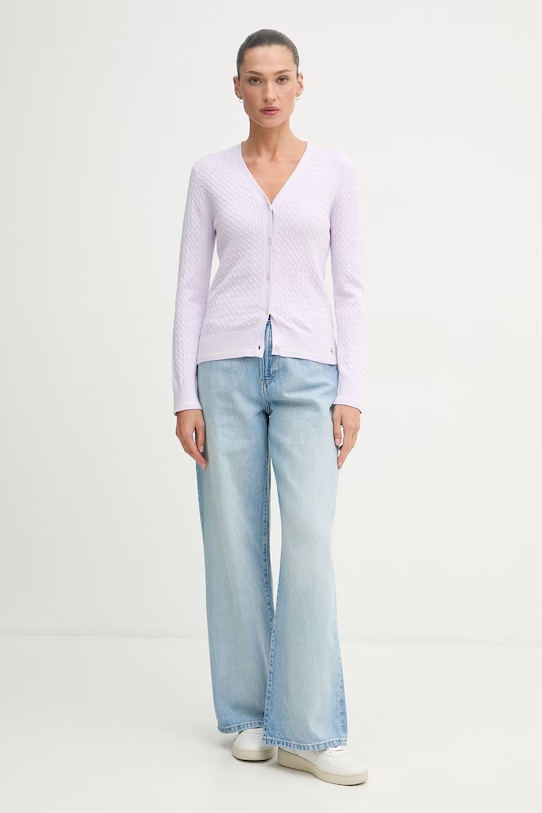 Calvin Klein Jeans kardigan damski z bawełną LV047F322G fioletowy SS26
