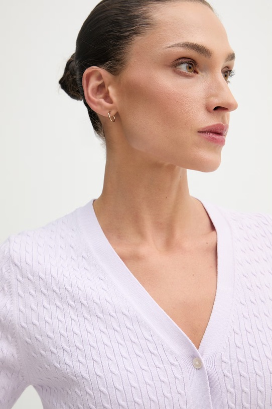 Calvin Klein Jeans kardigan damski z bawełną fioletowy LV047F322G