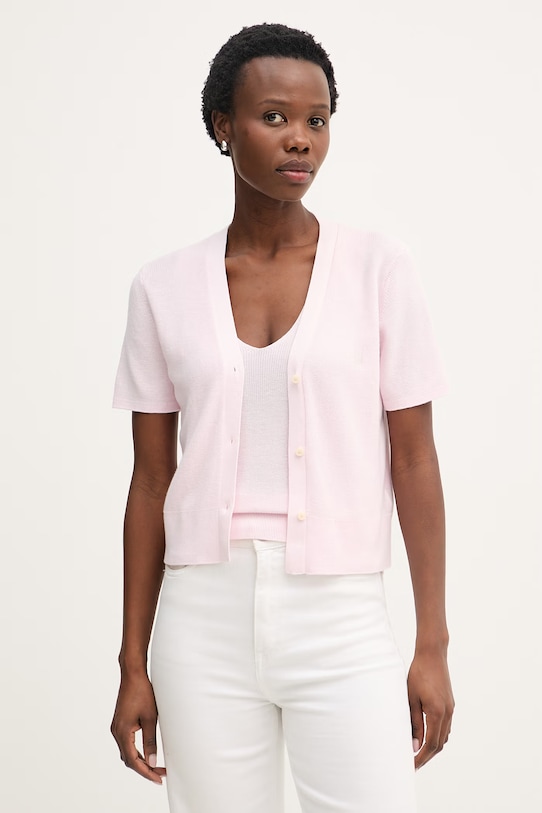 Calvin Klein Jeans kardigan damski bawełniany różowy LV047F353G