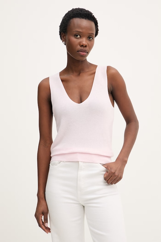 Calvin Klein Jeans kardigan damski bawełniany LV047F353G różowy SS26