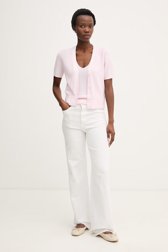 Odzież Calvin Klein Jeans kardigan damski bawełniany LV047F353G różowy