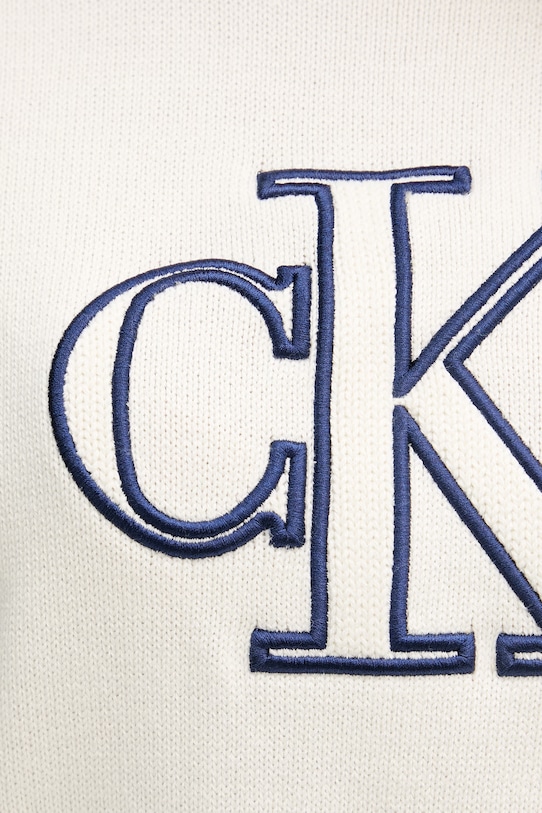 Calvin Klein Jeans тениска тип пуловер дамска от памук LV047F356G бежов