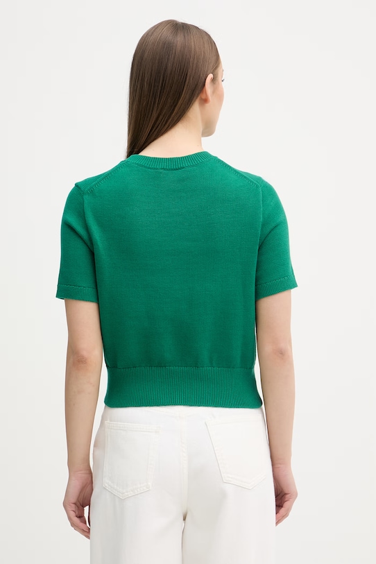 Дрехи Calvin Klein Jeans тениска тип пуловер дамска от памук LV047F356G зелен