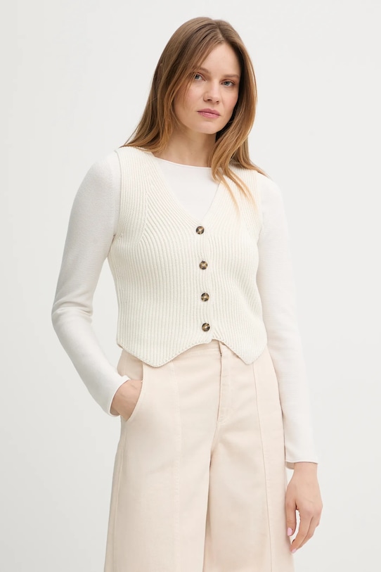 Βαμβακερό γιλέκο Marc O'Polo βαμβάκι μπεζ 5000008101