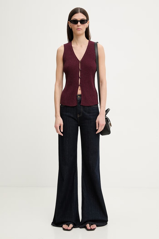 Marc O'Polo pulover bez rukava za žene s pamukom 5000008122 bordo SS26