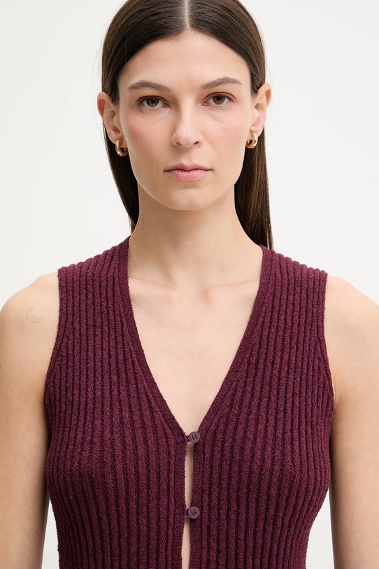 Marc O'Polo pulover bez rukava za žene s pamukom bordo 5000008122