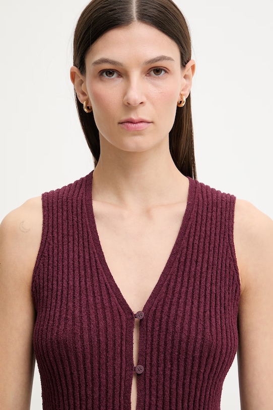 Marc O'Polo kamizelka damska z bawełną bordowy 5000008122