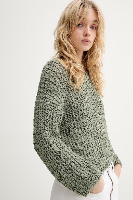 Marc O'Polo sweter damski z bawełną zielony 5000013212