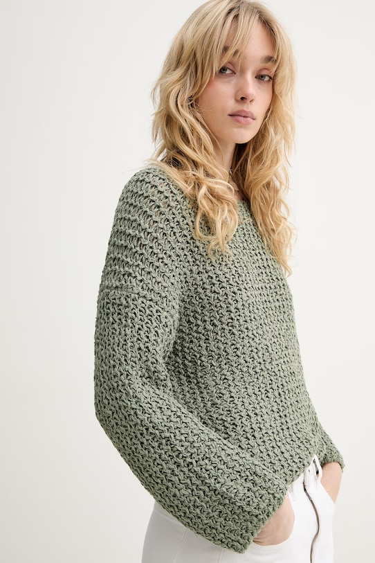 Marc O'Polo sweter damski z bawełną zielony 5000013212