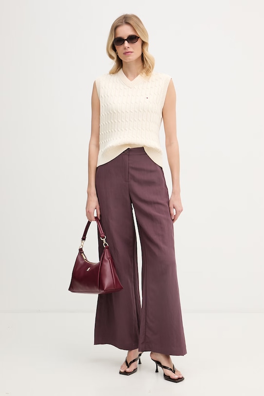 Tommy Hilfiger vesta dámska bavlnená WW0WW48466 béžová SS26