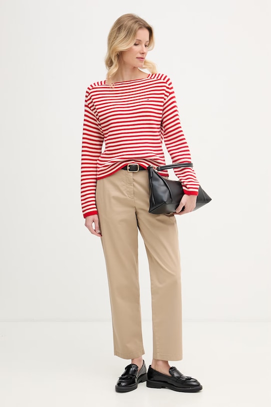 Tommy Hilfiger sweter damski bawełniany WW0WW48470 czerwony SS26