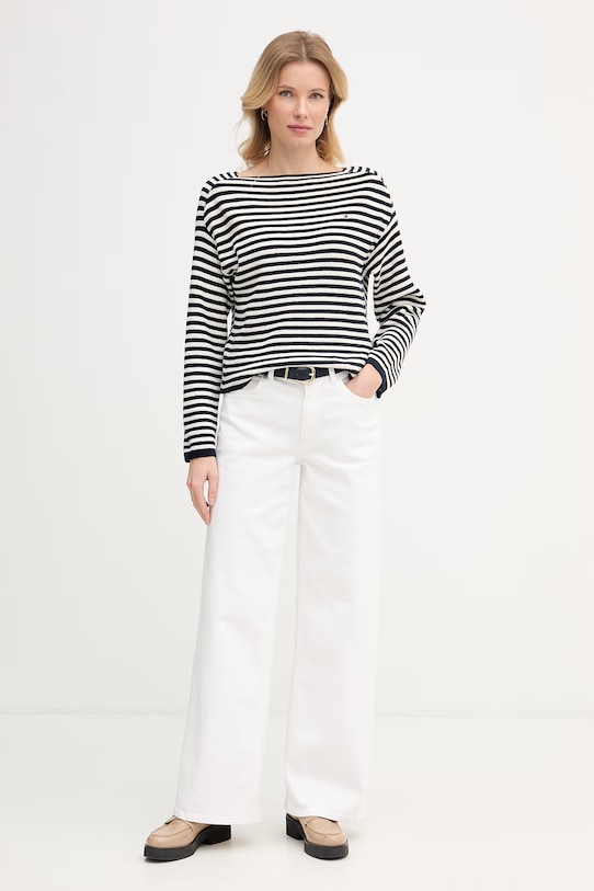 Tommy Hilfiger pulover ženski bombažen WW0WW48470 mornarsko modra SS26