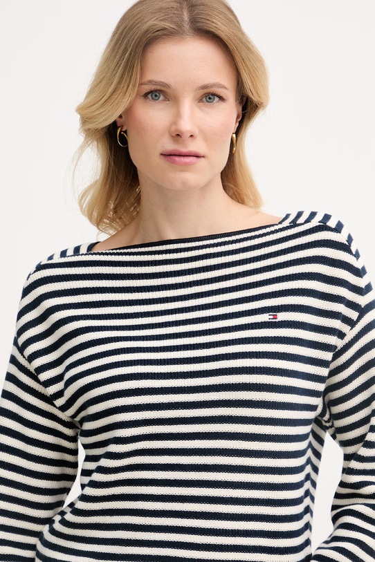 Tommy Hilfiger pulover ženski bombažen mornarsko modra WW0WW48470