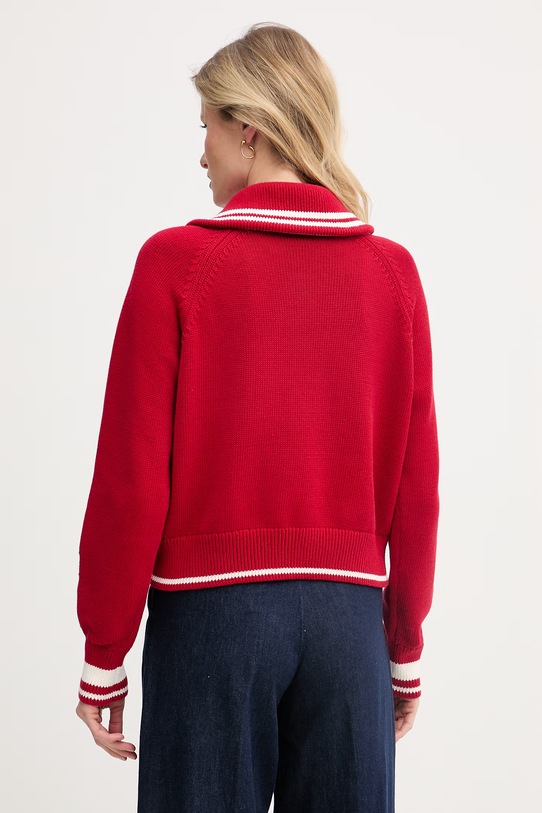Ρούχα Tommy Hilfiger πουλόβερ γυναικείο βαμβακερό WW0WW48478 κόκκινο