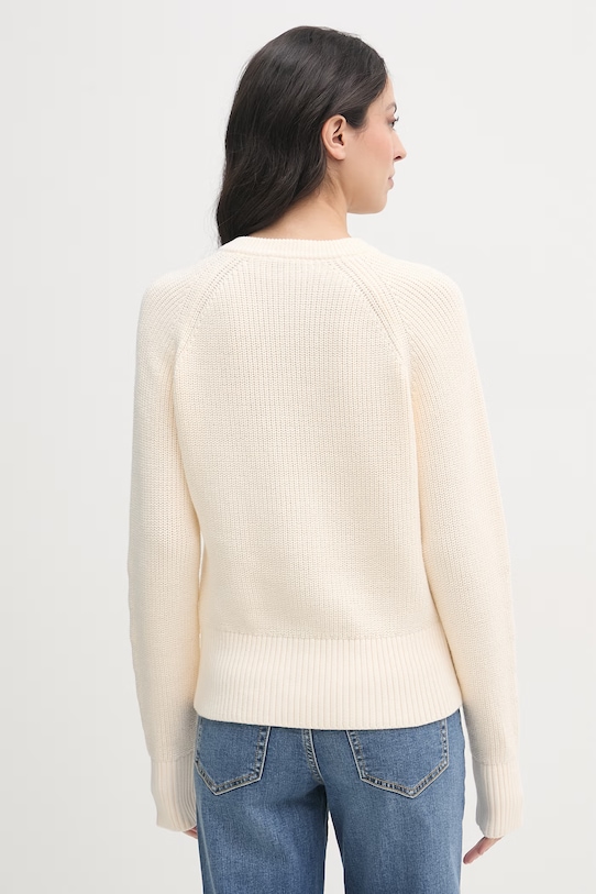 Дрехи Tommy Hilfiger пуловер дамски памучен WW0WW48487 бежов