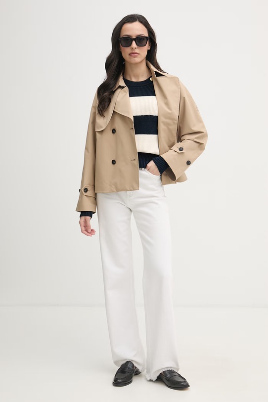 Tommy Hilfiger пуловер дамски памучен WW0WW48487 тъмносин SS26