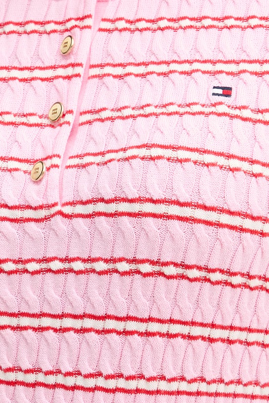 Tommy Hilfiger úpletové tričko dámske bavlnené WW0WW49613 ružová